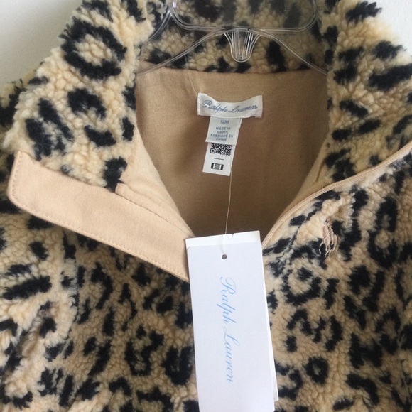 RALPH LAUREN TODDLER GIRL OCELOT SHERPA FULL ZIP JACKET SIZE 12 MONTHS NWT - Picture 7 of 15